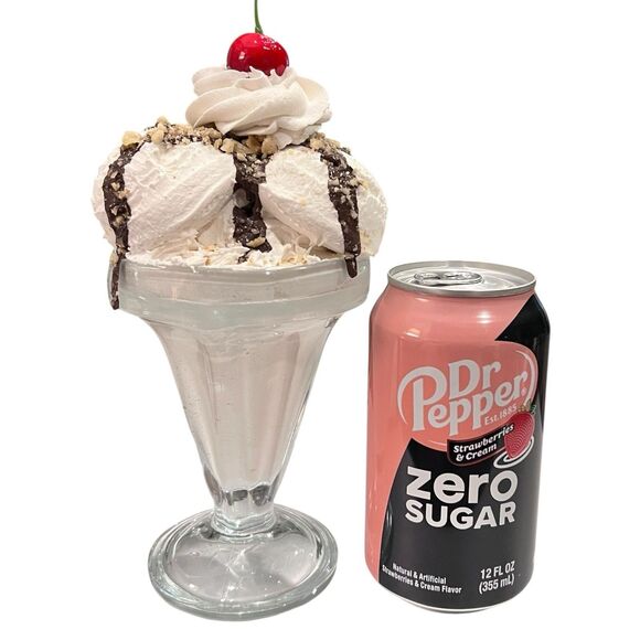 Faux Fake Ice Cream Sundae Parfait Food Display Heavy Glass Dish Realistic Decor - Picture 6 of 7